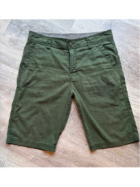 prAna Furrow Hemp Blend Shorts Mens 30x11 Cargo Green Hiking Outdoor GUC